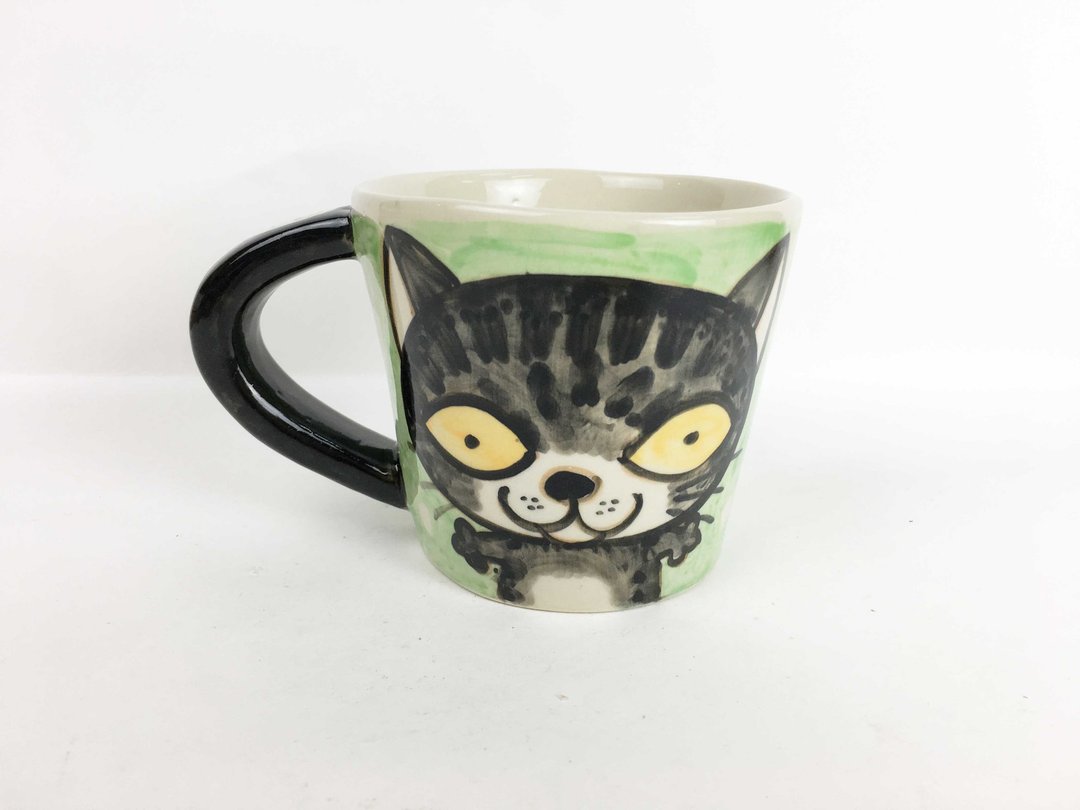 Nice Little Clay 广口马克杯 两种小花猫 01062-11 - 咖啡杯/马克杯 - 陶 蓝色