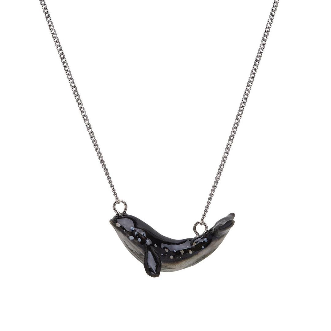 AndMary 手绘瓷项链-蓝鲸 礼盒包装 Blue Whale Necklace - 项链 - 瓷 蓝色