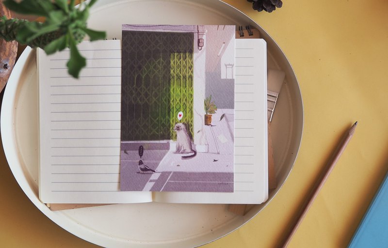 明信片 小猫 - 卡片/明信片 - 纸 绿色