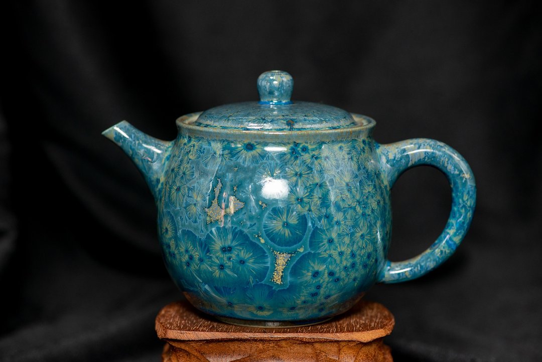 手拉坯结晶釉茶壶 - 茶具/茶杯 - 陶 