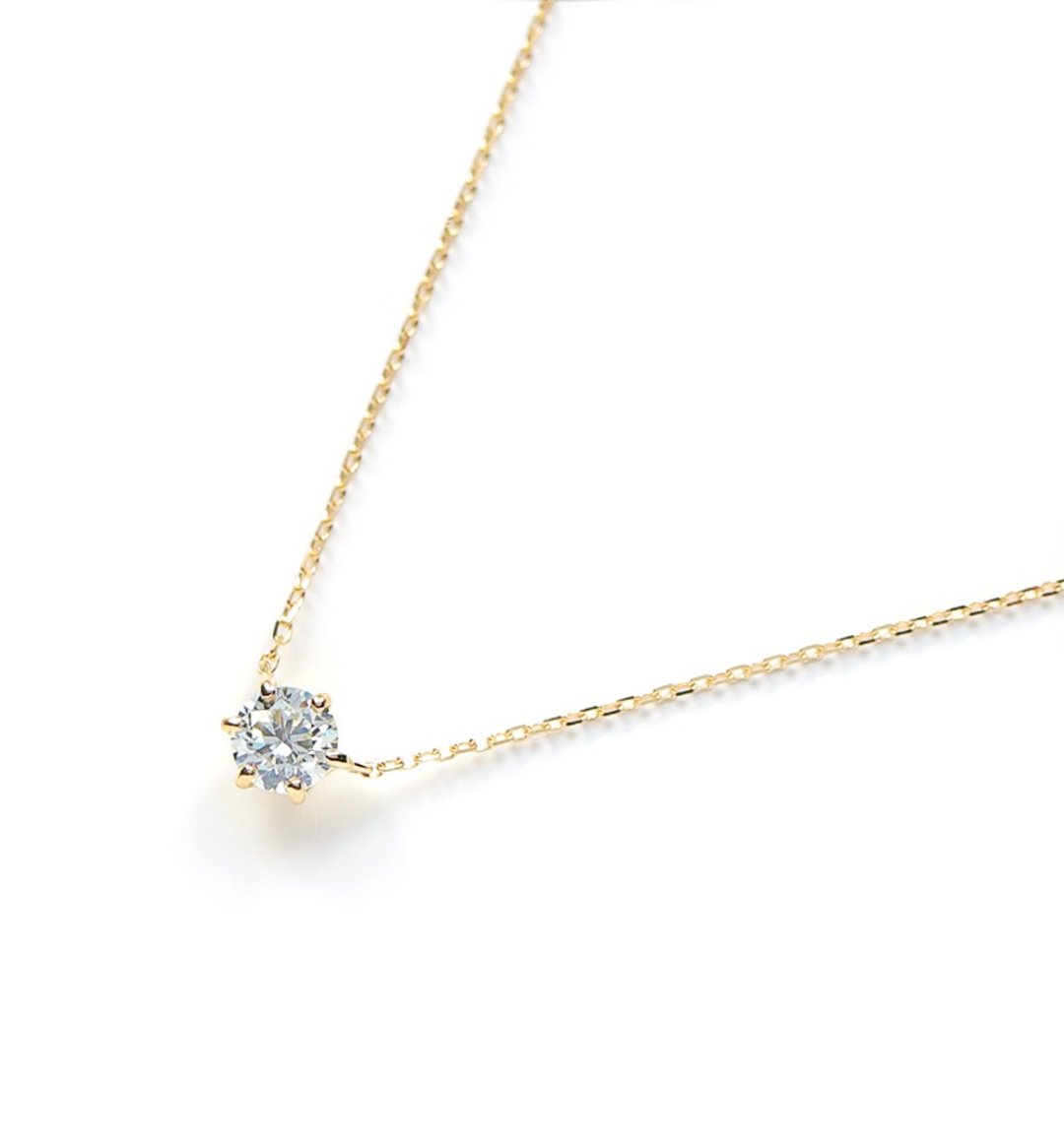 简约单钻K18项链 (3.8mm圆形切割) ~Diamond collection~ - 项链 - 宝石 金色