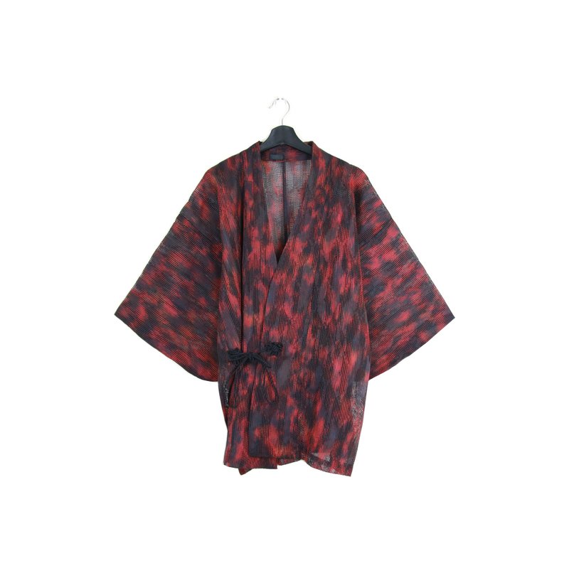 Back to Green::日本带回和服 羽织 透肤 红色笔触 //男女皆可穿// vintage kimono (KI-52) - 女装休闲/机能外套 - 棉．麻 