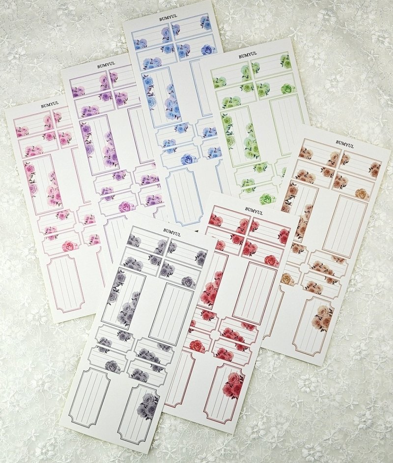 玫瑰多形式标签贴纸 - 便条纸/标签贴 - 纸 多色