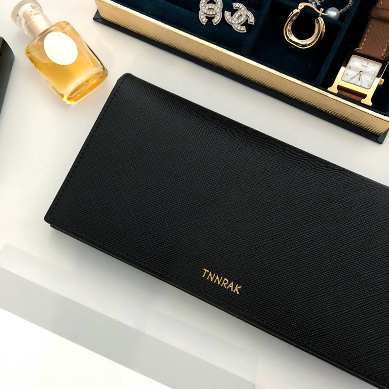Personalized Leather Long Wallet - 皮夹/钱包 - 真皮 黑色