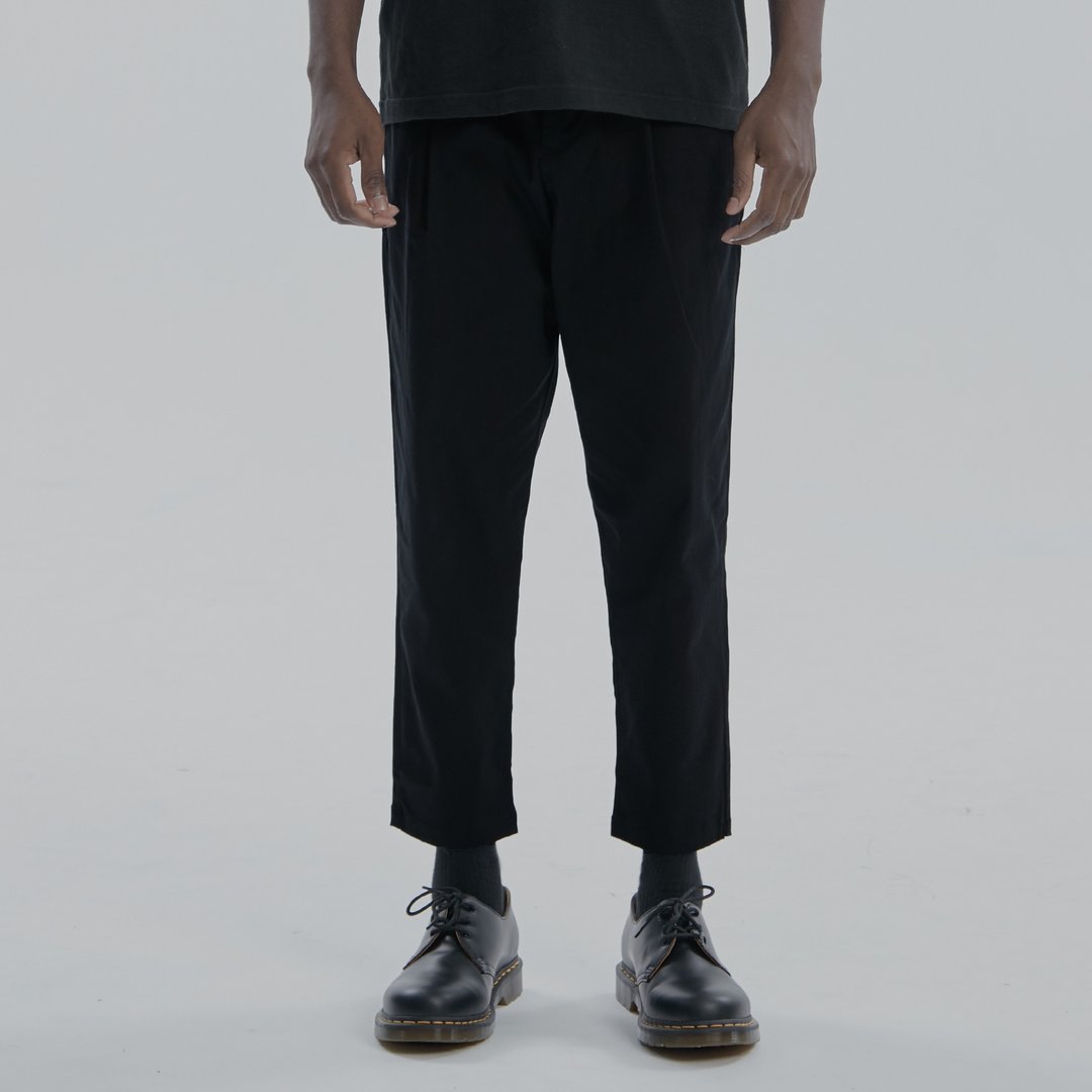 DYCTEAM - 宽版九分锥形裤 Ankle Length Pants (BK) - 中性裤装 - 棉 黑色