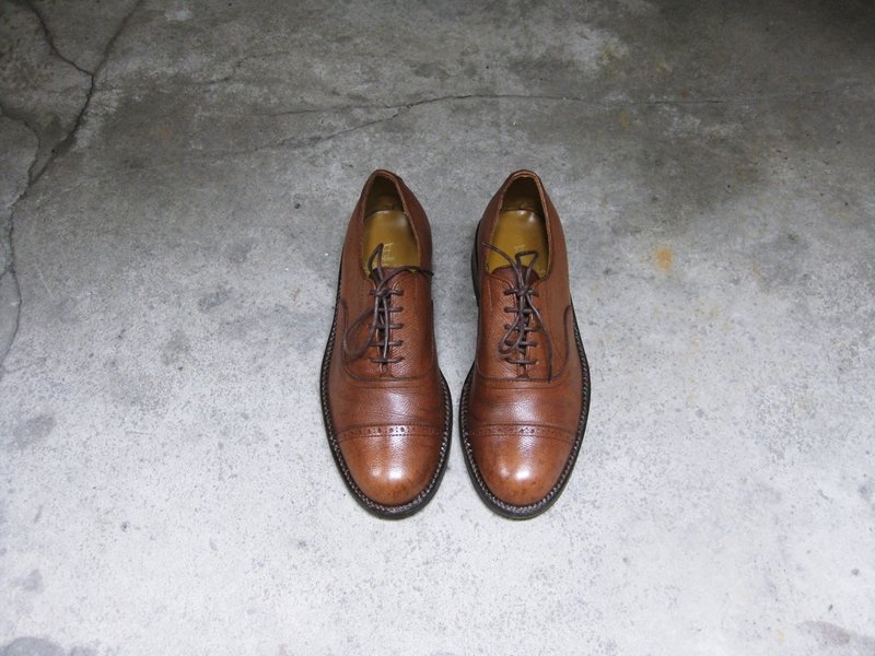 ~后菜园~古着 焦糖色横饰牛津鞋(尺码男款42-43号可穿) - 男款牛津鞋/乐福鞋 - 真皮 咖啡色