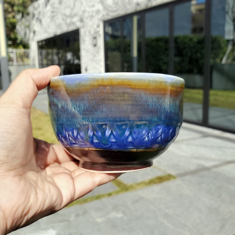 日式侘・寂陶艺碗No.2 - 碗 - 陶 蓝色