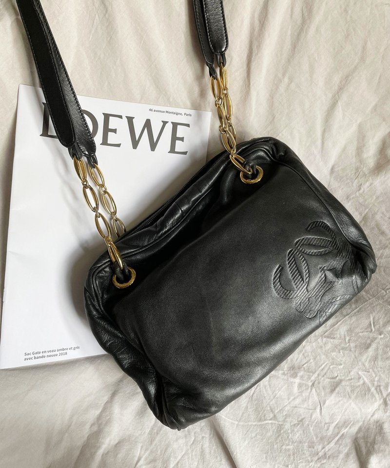 客留预订Loewe 羊皮链条包托特包单肩包肩背包单肩袋侧背包通勤包 - 侧背包/斜挎包 - 真皮 黑色