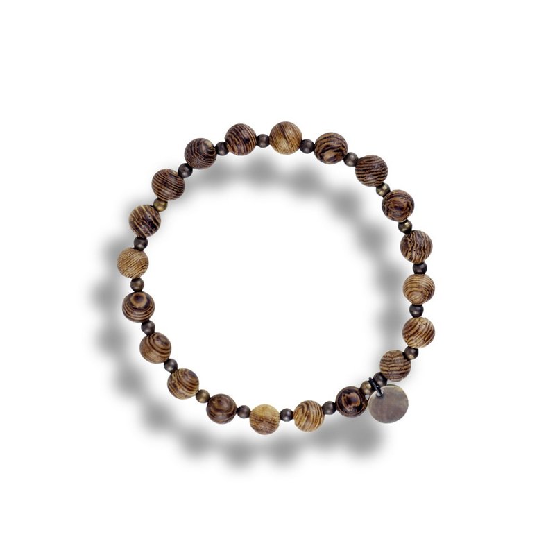 Op.27 复古天然石手链 古法手工做舊 雞翅木 - 手链/手环 - 木头 咖啡色