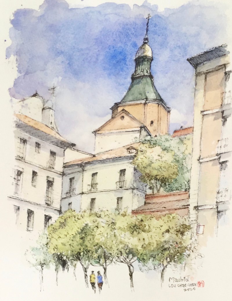 马德里/手绘原创/含框 - 海报/装饰画/版画 - 纸 咖啡色