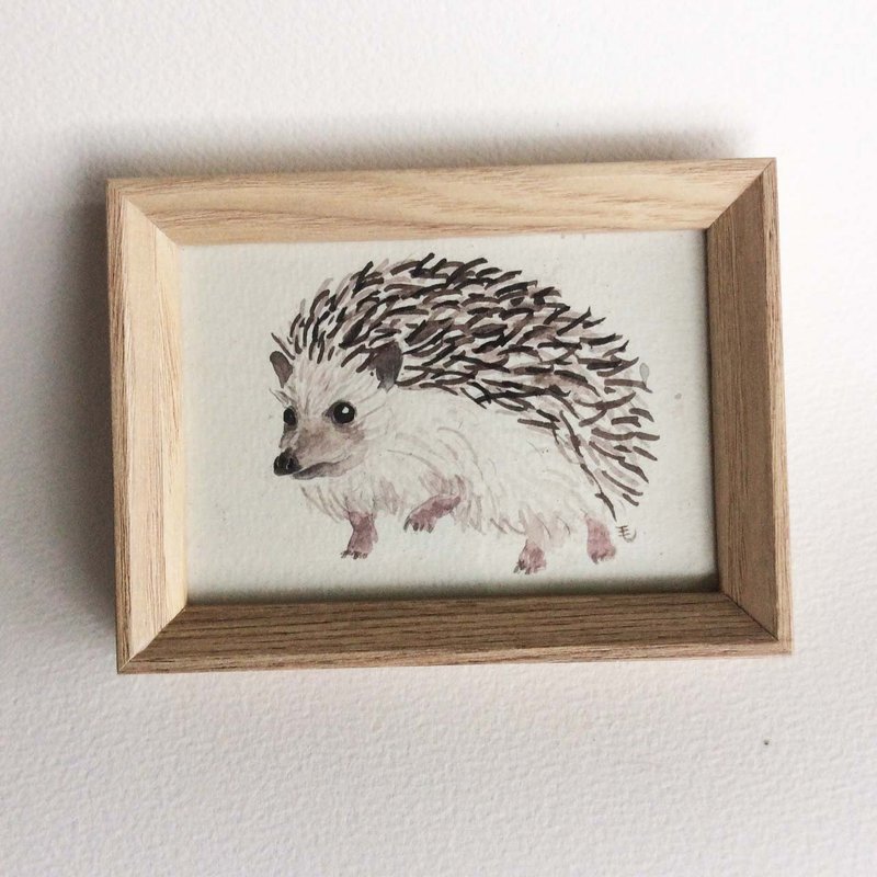 ‘水彩画’刺猬 手绘原稿 （含框） - 订制画像 - 纸 卡其色