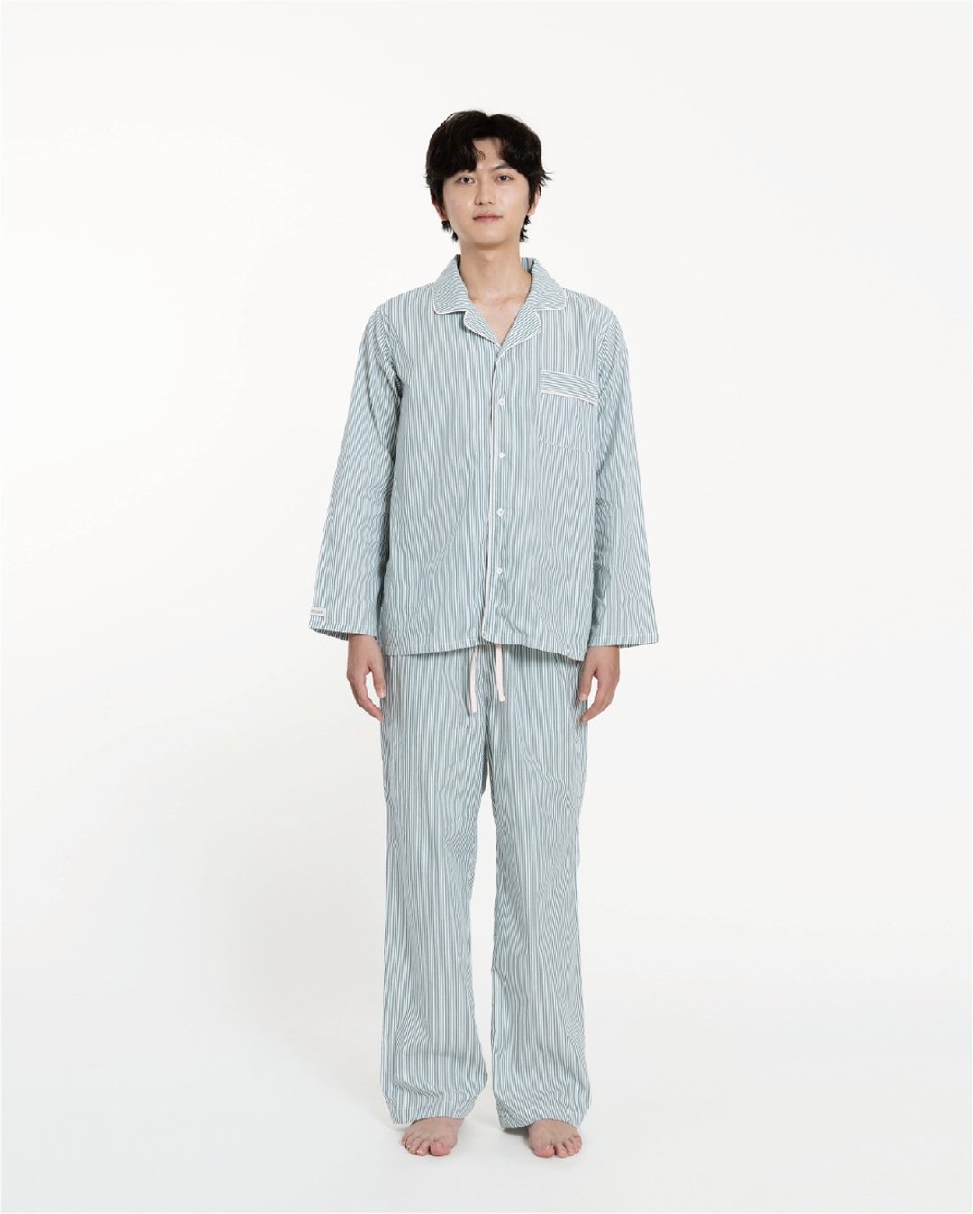 好关系 HAOKUANXI | 睡衣/家居服组合-绿白条纹-长裤组合 - 居家服/睡衣 - 棉 绿色
