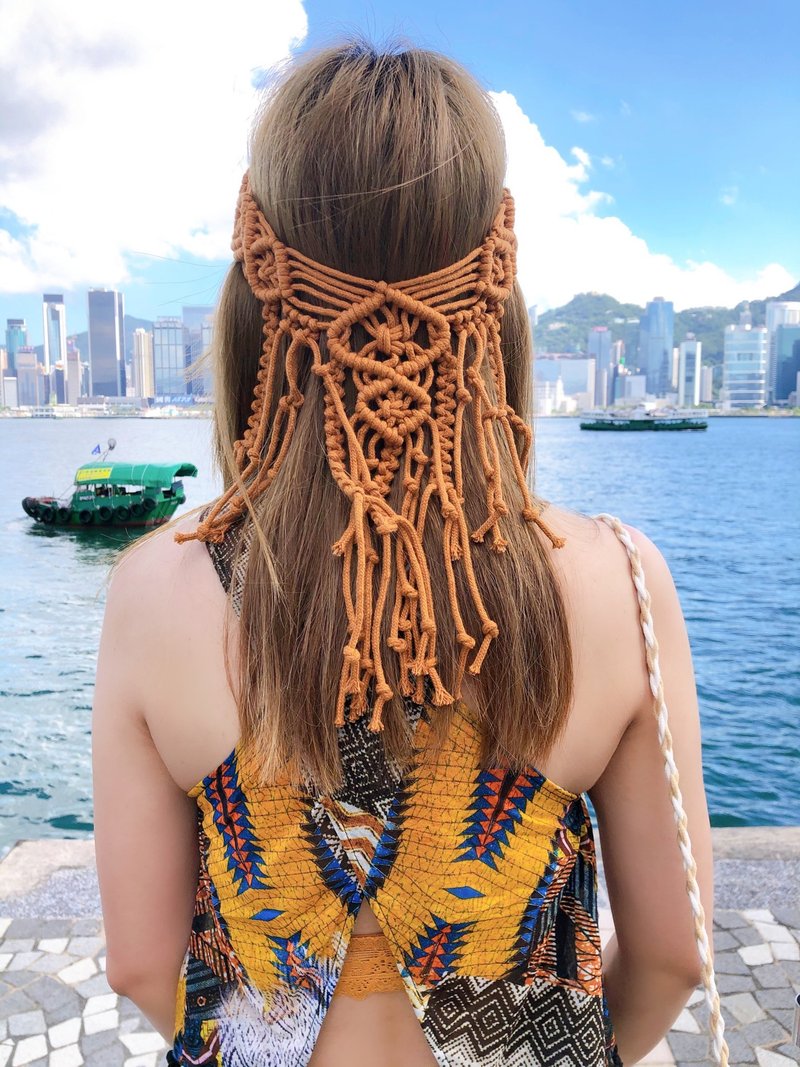 波希米亚头饰 - 发饰 - 棉．麻 卡其色