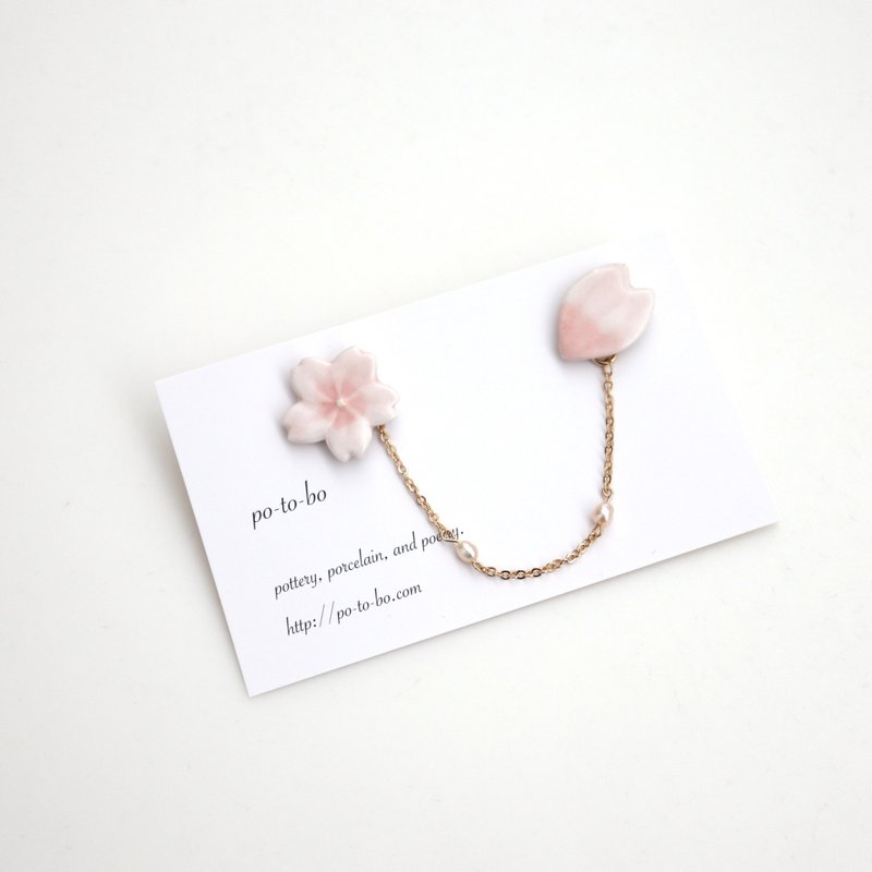 Sakura pin brooch set - 胸针 - 瓷 粉红色
