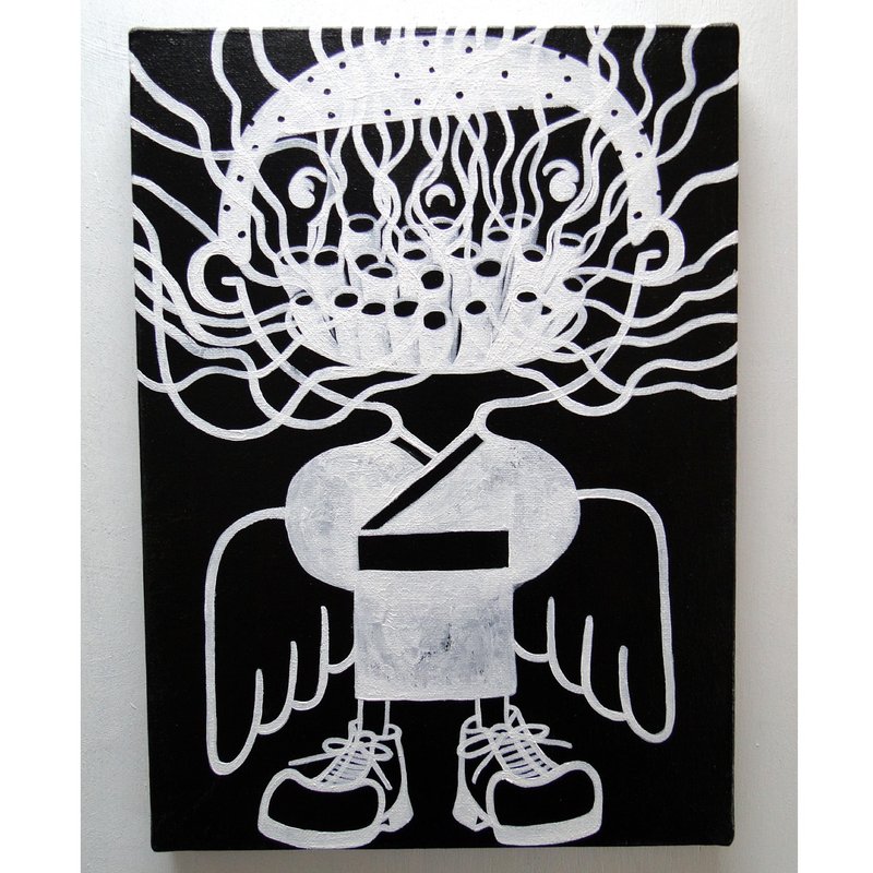 烟草男孩涂鸦艺术原创绘画画布绘画人物单色 - 海报/装饰画/版画 - 颜料 黑色