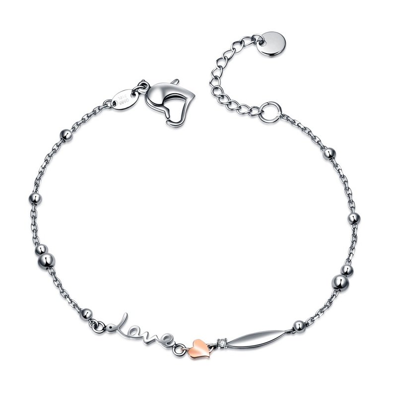 爱情鸟 锆石14K金白钢 女用手链 - 手链/手环 - 钻石 银色