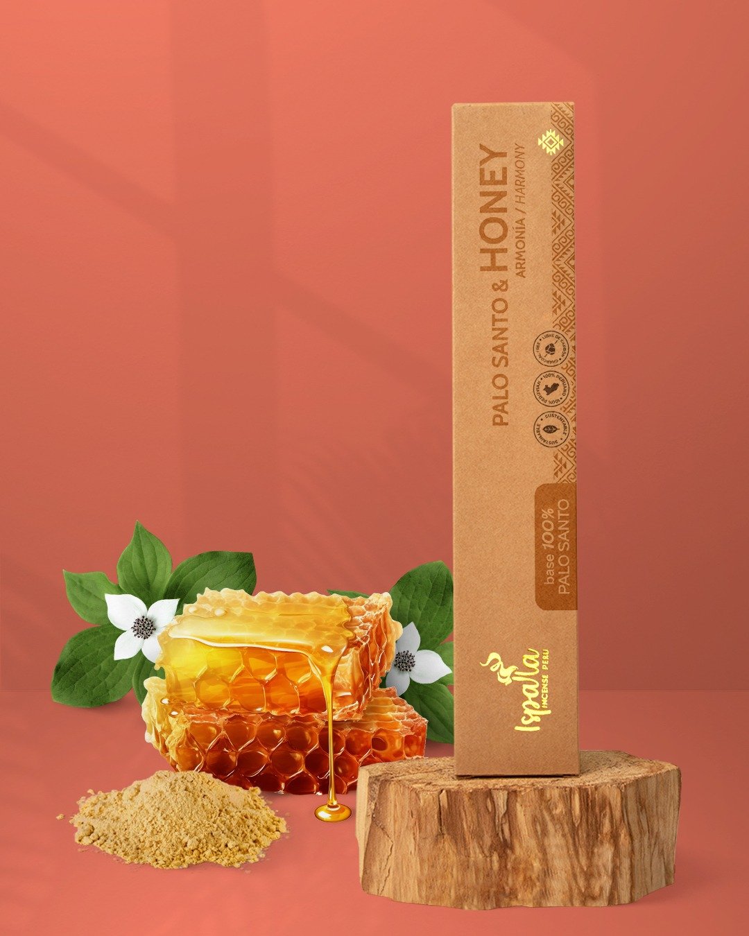 Ispalla Palo Santo & Honey 圣木&蜂蜜 线香 10支 秘鲁圣木线香 - 香薰/精油/线香 - 其他材质 橘色