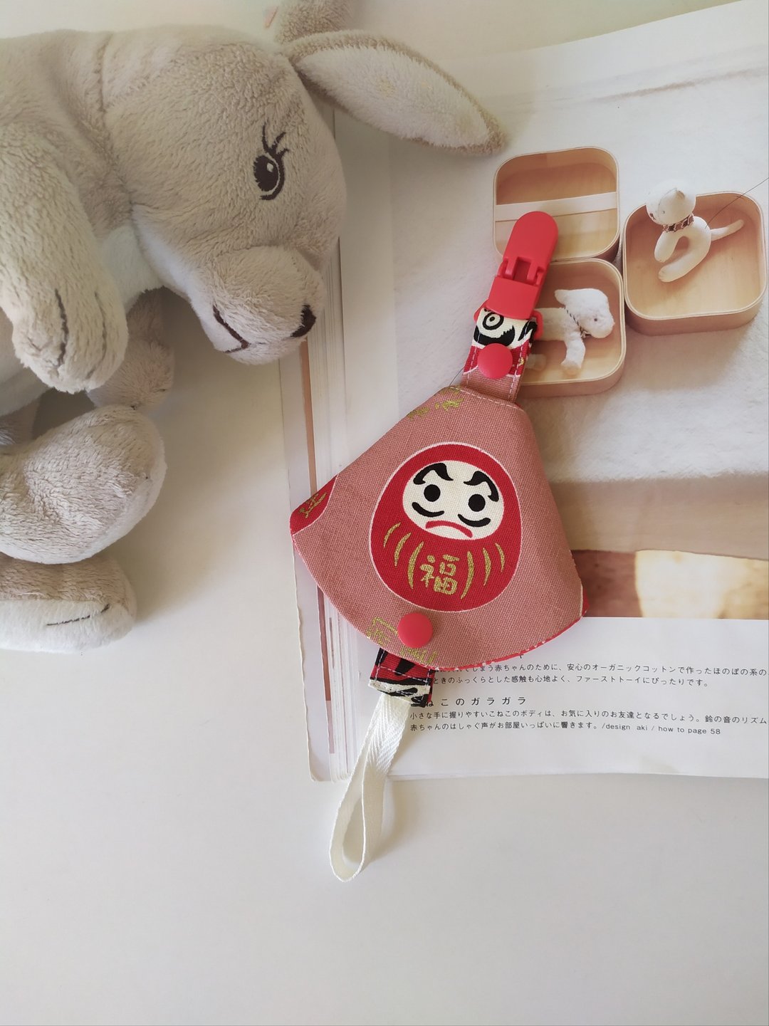 5日内出货 福娃 福字 达摩 二合一奶嘴夹   奶嘴防尘套+奶嘴夹 双 - 其他 - 棉．麻 多色