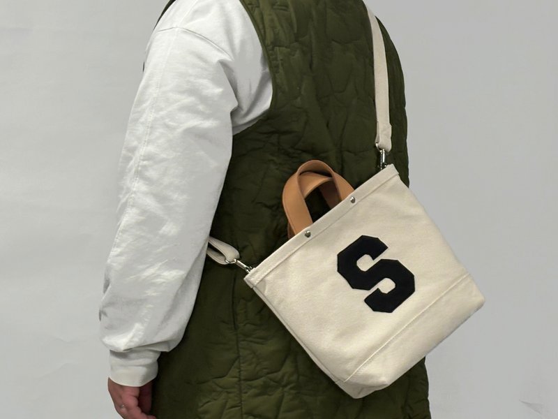 托特包 BIG LOGO TOTE 尺寸S - 手提包/手提袋 - 棉．麻 白色