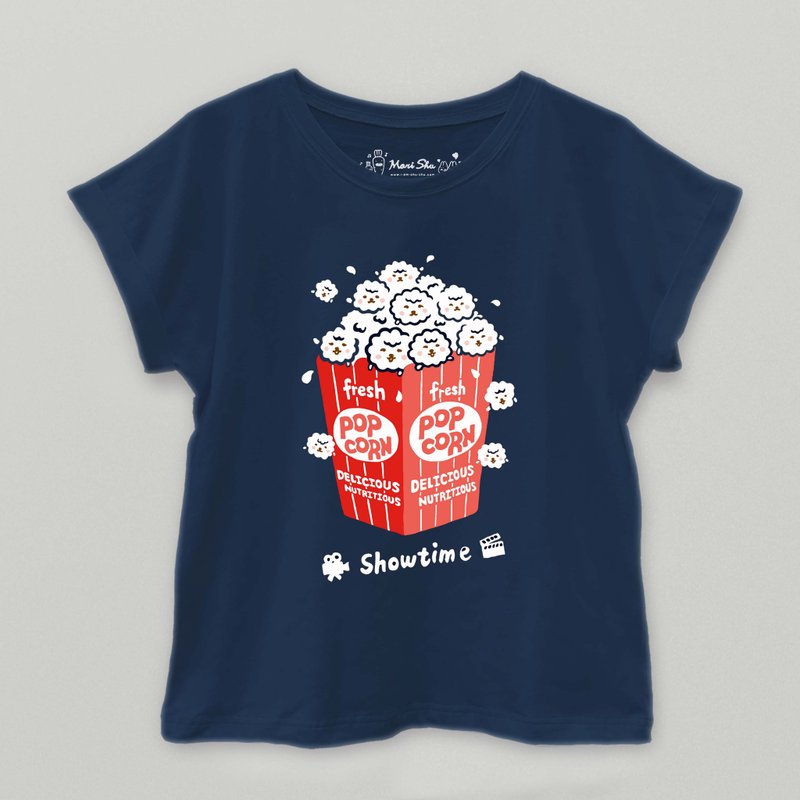 泡泡羊爆米花T-shirt - 女装上衣 - 棉．麻 蓝色