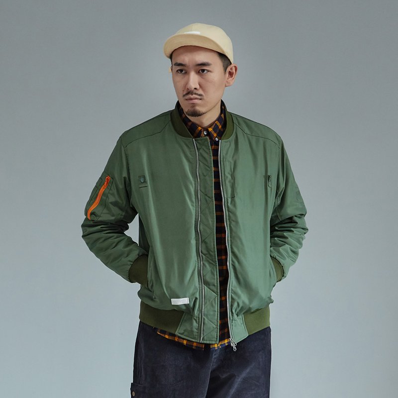 THREADESIGN MA-1 JACKET 经典防风夹棉飞行员夹克外套 - 男装外套 - 聚酯纤维 绿色
