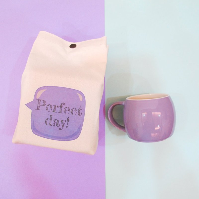 定制化-马卡龙叠叠马克杯 帆布手拿折叠收纳袋-薰衣紫 - 咖啡杯/马克杯 - 陶 紫色