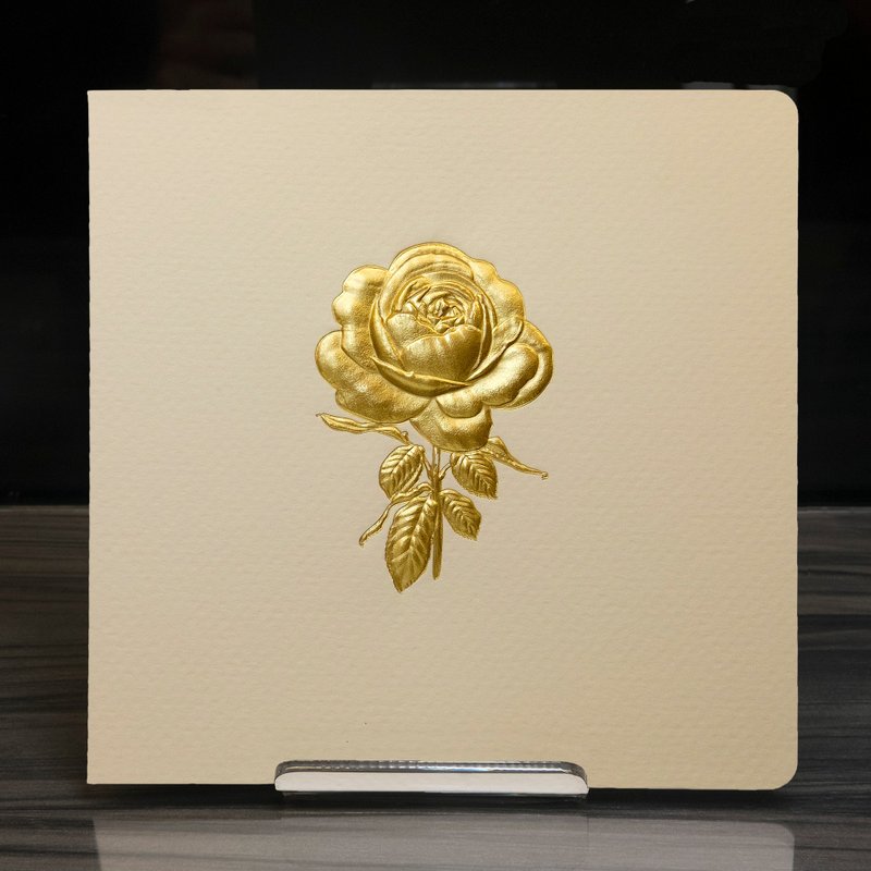 蔷薇玫瑰浮雕烫金万用卡 - 卡片/明信片 - 纸 白色