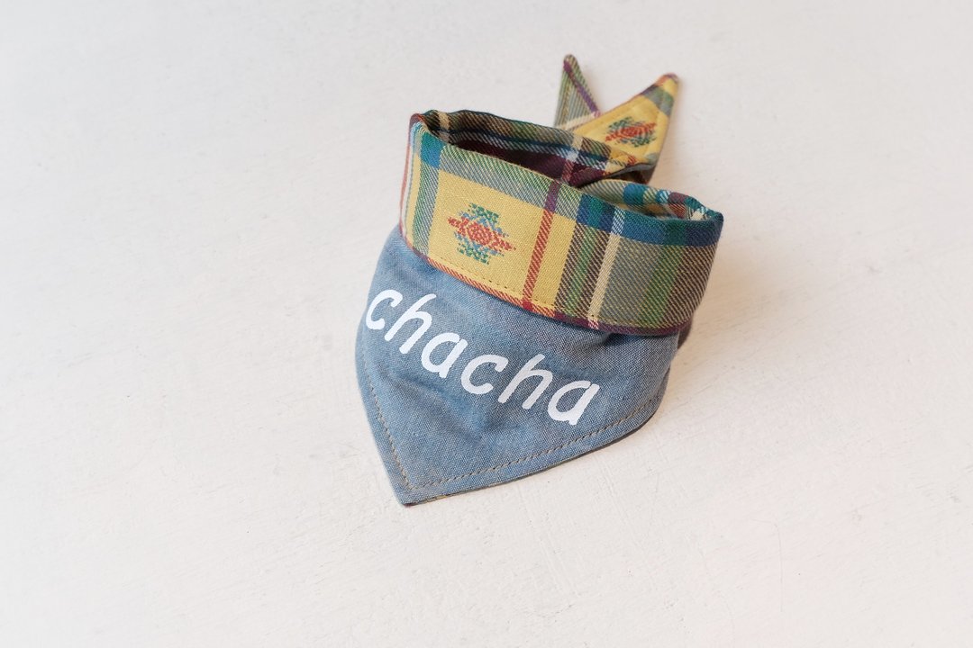 chacha.metyou / 牛仔缇花领巾 / 定制姓名特别版 / 狗狗喵喵毛小 - 衣/帽 - 棉 蓝色