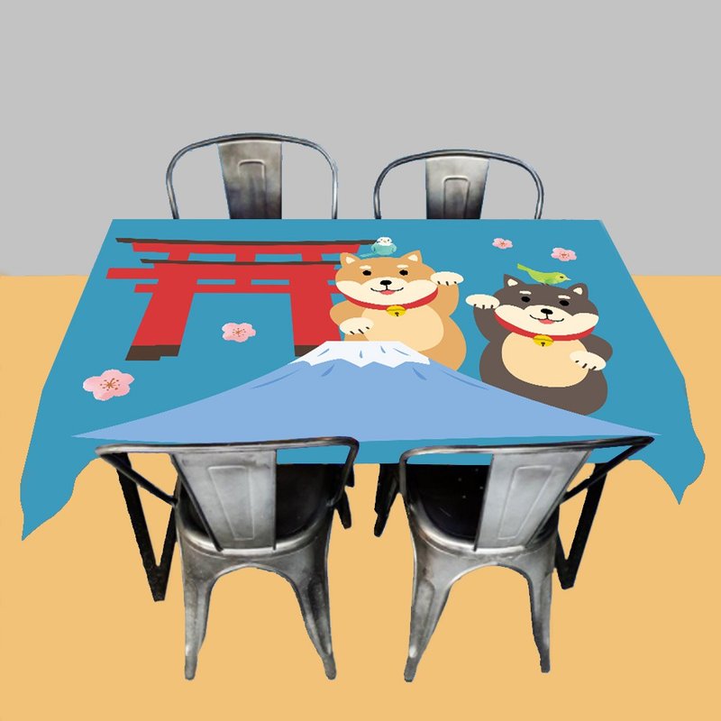 柴犬 壁纸 露营 - 餐垫/桌巾 - 棉．麻 蓝色