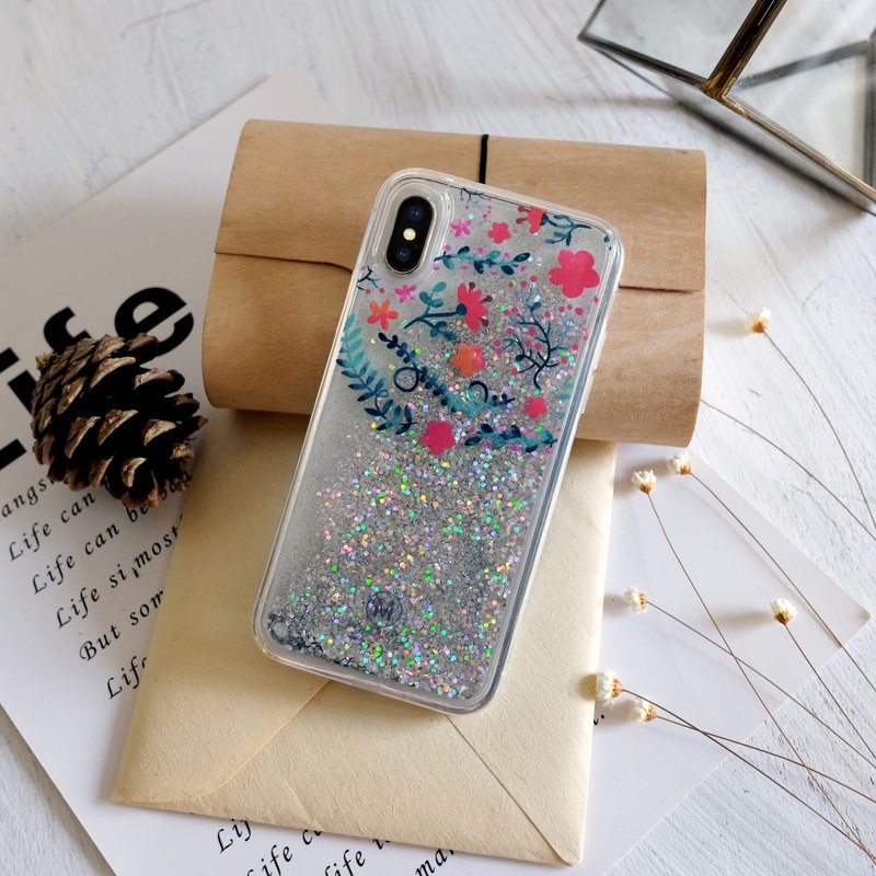 PATTERN LAB | iPhone X 透明流沙手机保护壳 - Flowers - 手机壳/手机套 - 塑料 透明