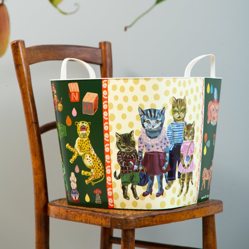 日本 Stacksto X Nathalie Lete 联名收纳篮 (猫咪) - 收纳用品 - 塑料 多色