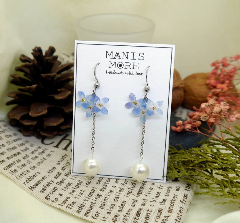 小花与珍珠 简约 耳环 - 耳环/耳夹 - 其他材质 