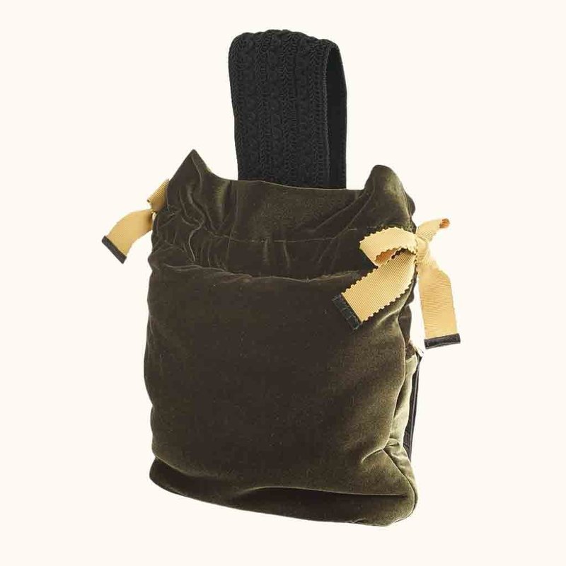 【Ruffle Bag 荷叶包】 KombuGreen 绿绒布款 - 手提包/手提袋 - 其他人造纤维 银色