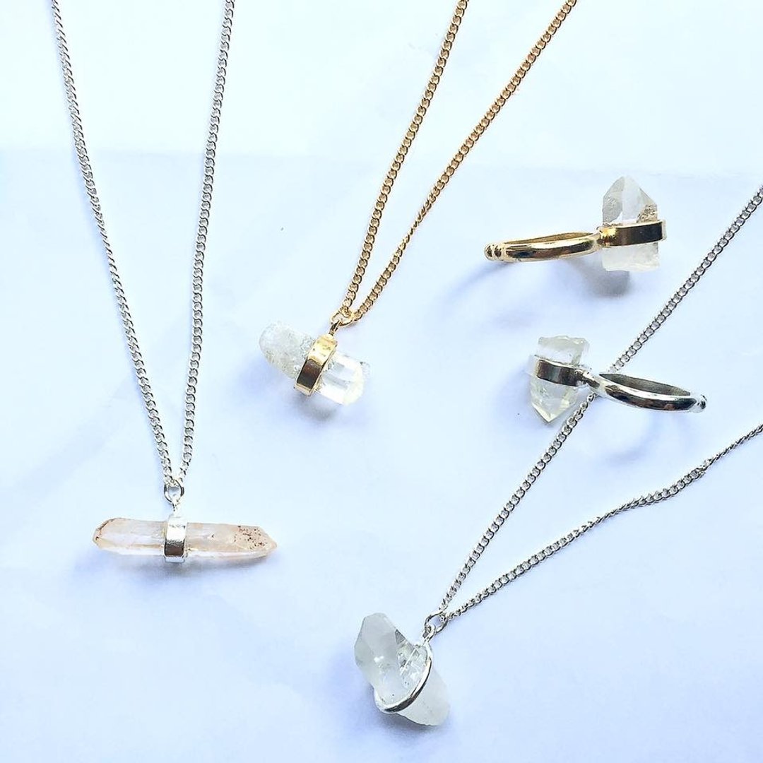quartz necklace - 项链 - 其他金属 银色
