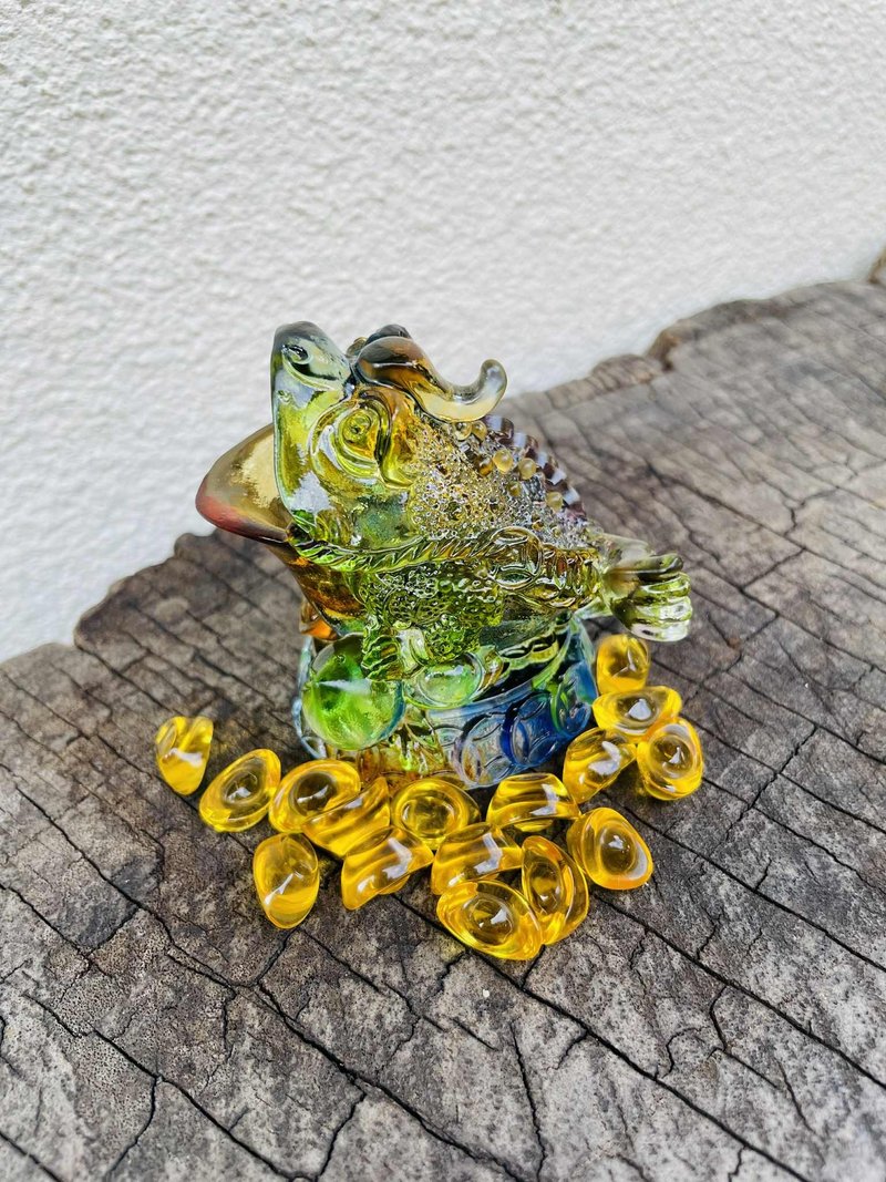琉璃 招财 蟾蜍 金蟾 元宝 聚财 咬钱 - 摆饰 - 琉璃 