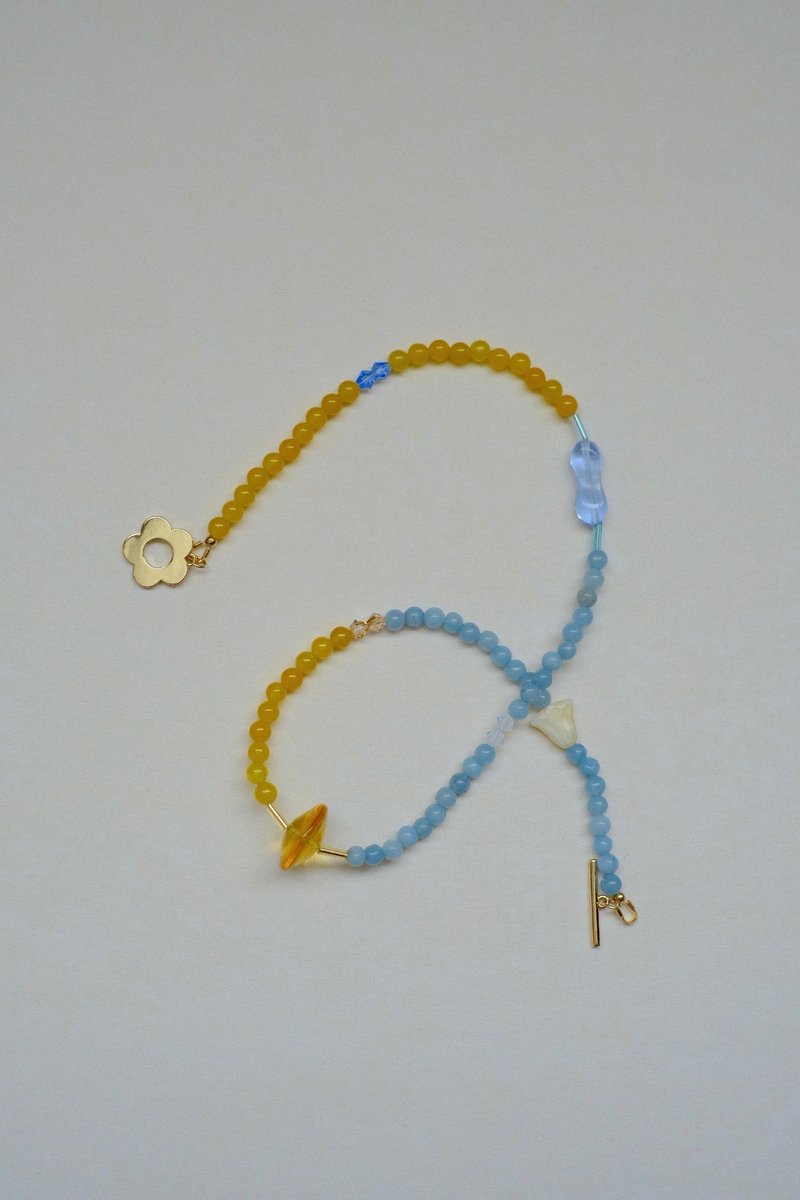 俏皮的浪花 串珠项链 琉璃 天然石 - 项链 - 琉璃 