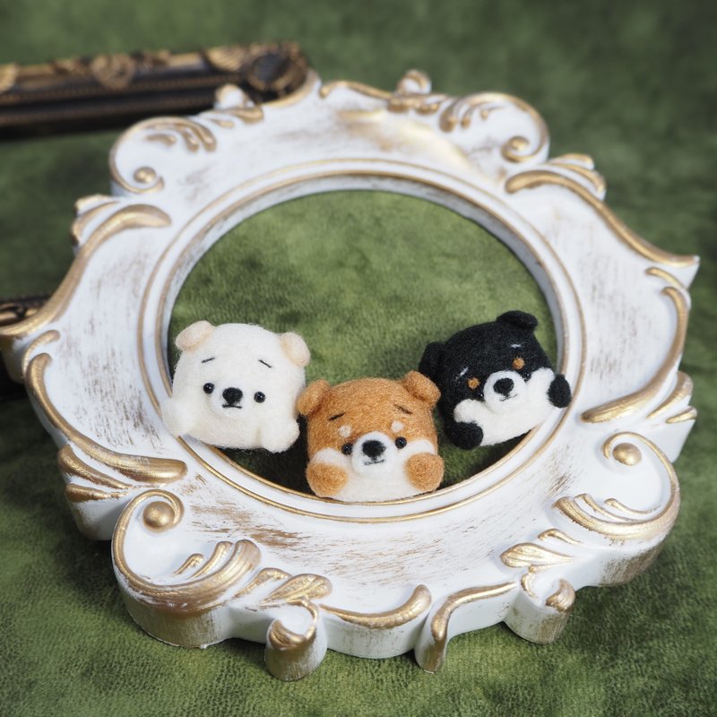 Baby Mayu Shiba Inu Brooch (Red Shiba, Black Shiba, White Shiba) wool felt - 胸针 - 羊毛 白色
