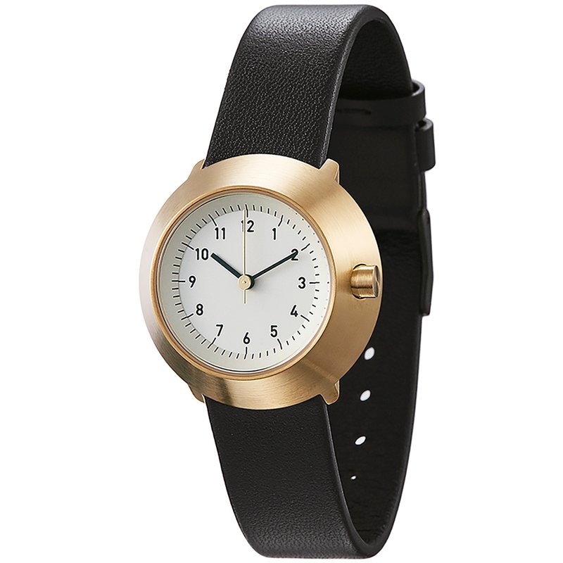 Fuji Normal 富士山表 31  - 金框/黑指针/黑色真皮牛皮表带 - 女表 - 真皮 黑色