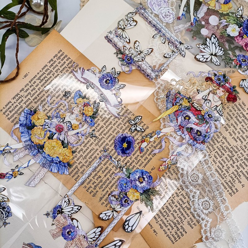 GL1281_三色堇之夢SR /裝飾膠帶 - 纸胶带 - 塑料 多色