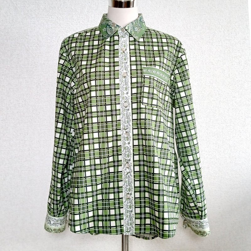 艺术家设计衬衫 043 世界上独一无二的个性衬衫 - 男装衬衫 - 棉．麻 绿色