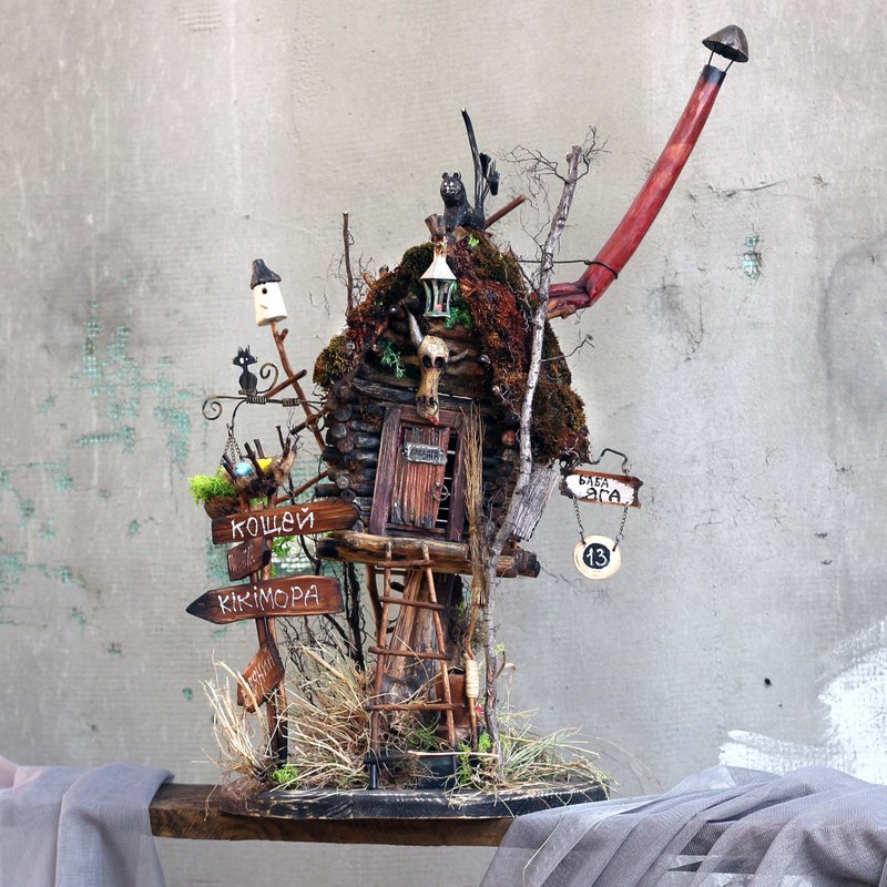 Handmade 100% single copy Art Decor The black cat's hut - 其他 - 木头 咖啡色