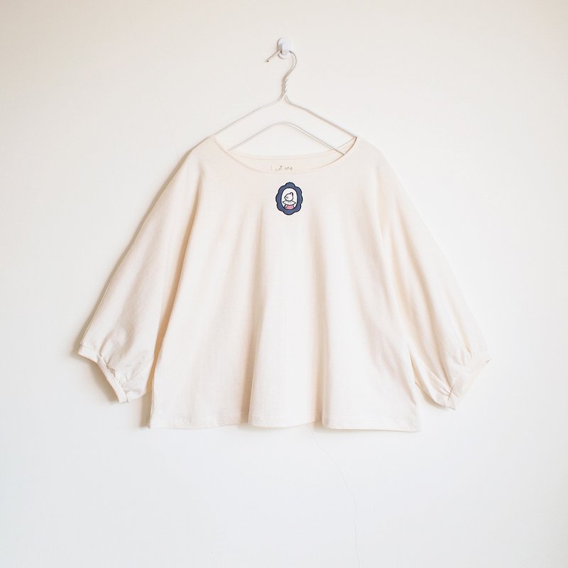 marquis cat blouse : natural - 女装上衣 - 棉．麻 白色