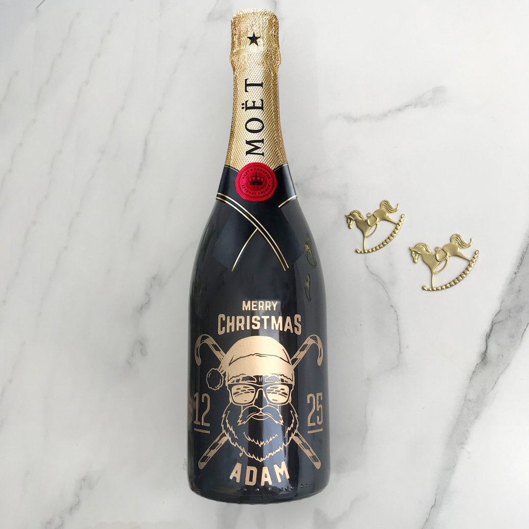 定制化|Moet香槟 文字雕刻套装订制礼物圣诞礼物交换礼物 - 酒类 - 玻璃 