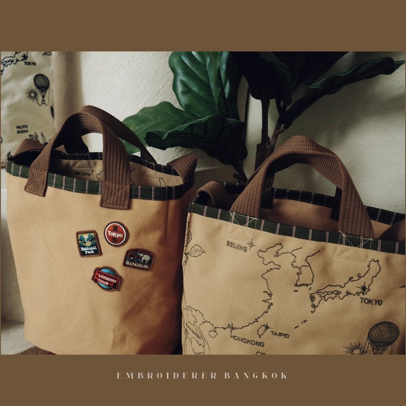 LIMITED EDITION Mappy tote bag-cream 包包 2in1 - 手提包/手提袋 - 绣线 咖啡色