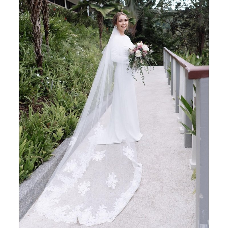 Royal Length lace Wedding veil - 发饰 - 聚酯纤维 白色