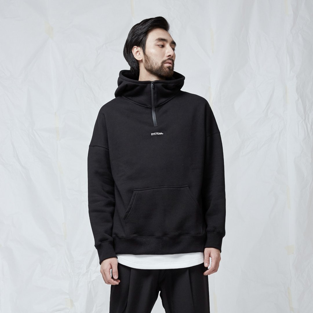 DYCTEAM - Half Zipper Hoodie - 男装上衣/T 恤 - 棉 黑色