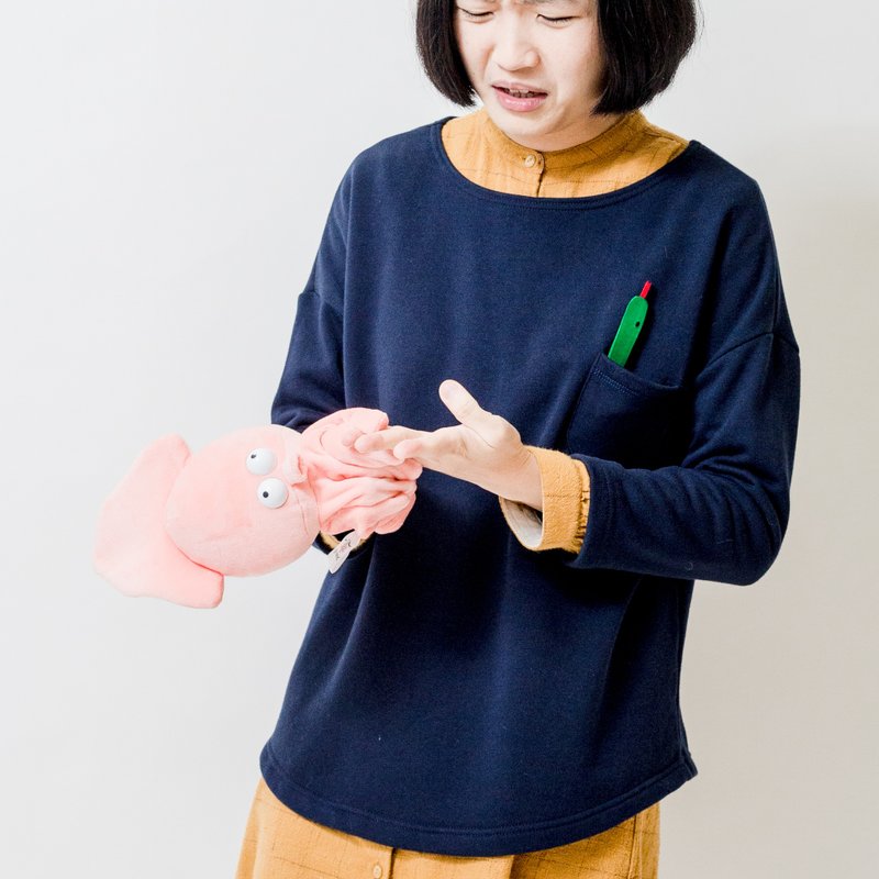 吹笛人的蛇 / 纯棉七分袖 - 女装上衣 - 棉．麻 蓝色
