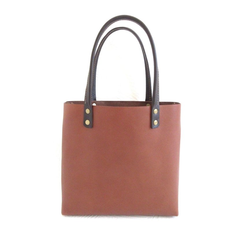 全新设计・牛革・三角裆复古方形托特包・光滑・棕色・0562 - 手提包/手提袋 - 真皮 咖啡色