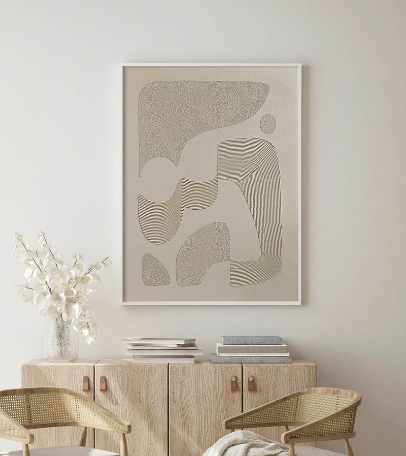 纹理墙面艺术 | 纹理艺术 | 纹理画布 | 纹理绘画 | Ashen Bay - 墙贴/壁贴 - 棉．麻 灰色