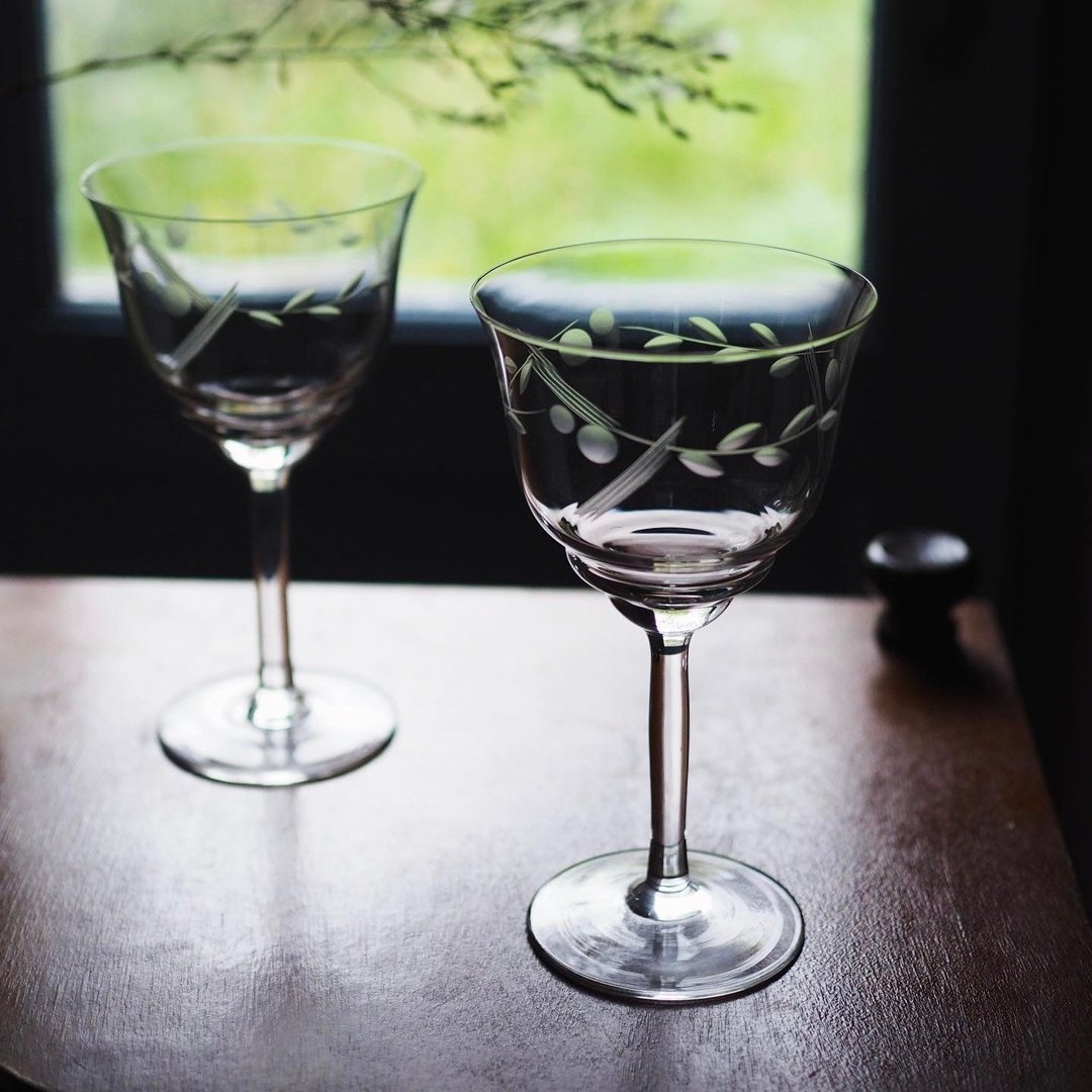 复古法国 手工蚀刻 水晶玻璃杯 - 酒杯/酒器 - 玻璃 透明